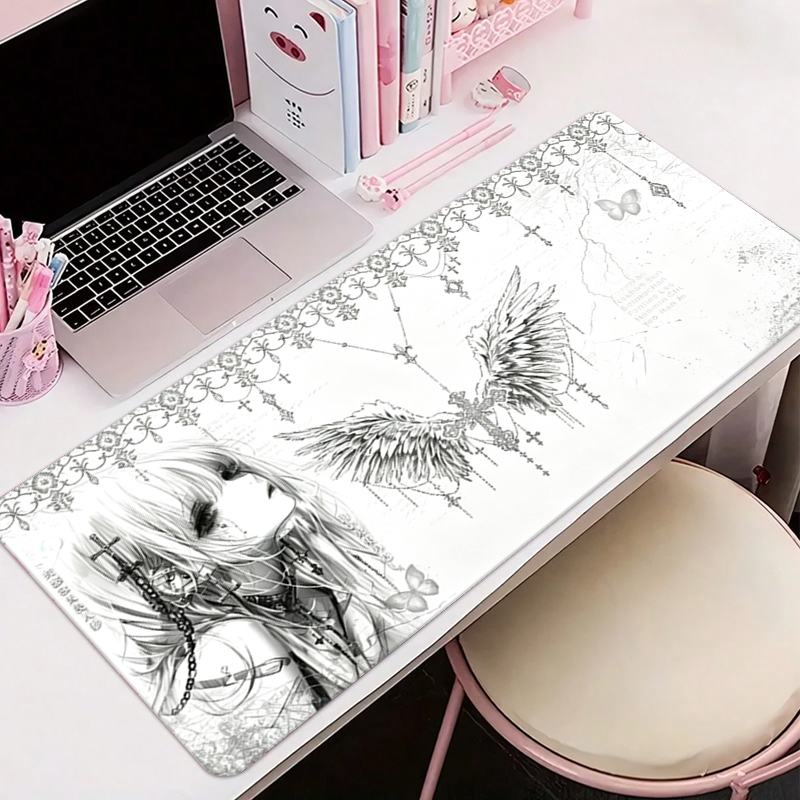 Gaming Accessories Anime - Mousepad de Couro Preto e Branco